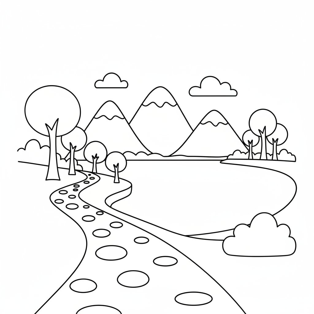 Página para Colorear del Sendero Natural Caprichoso - Fácil