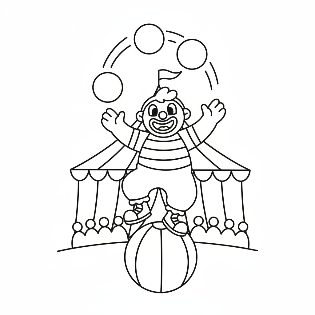 Página para Colorear Creativa de Malabarista - Fácil
