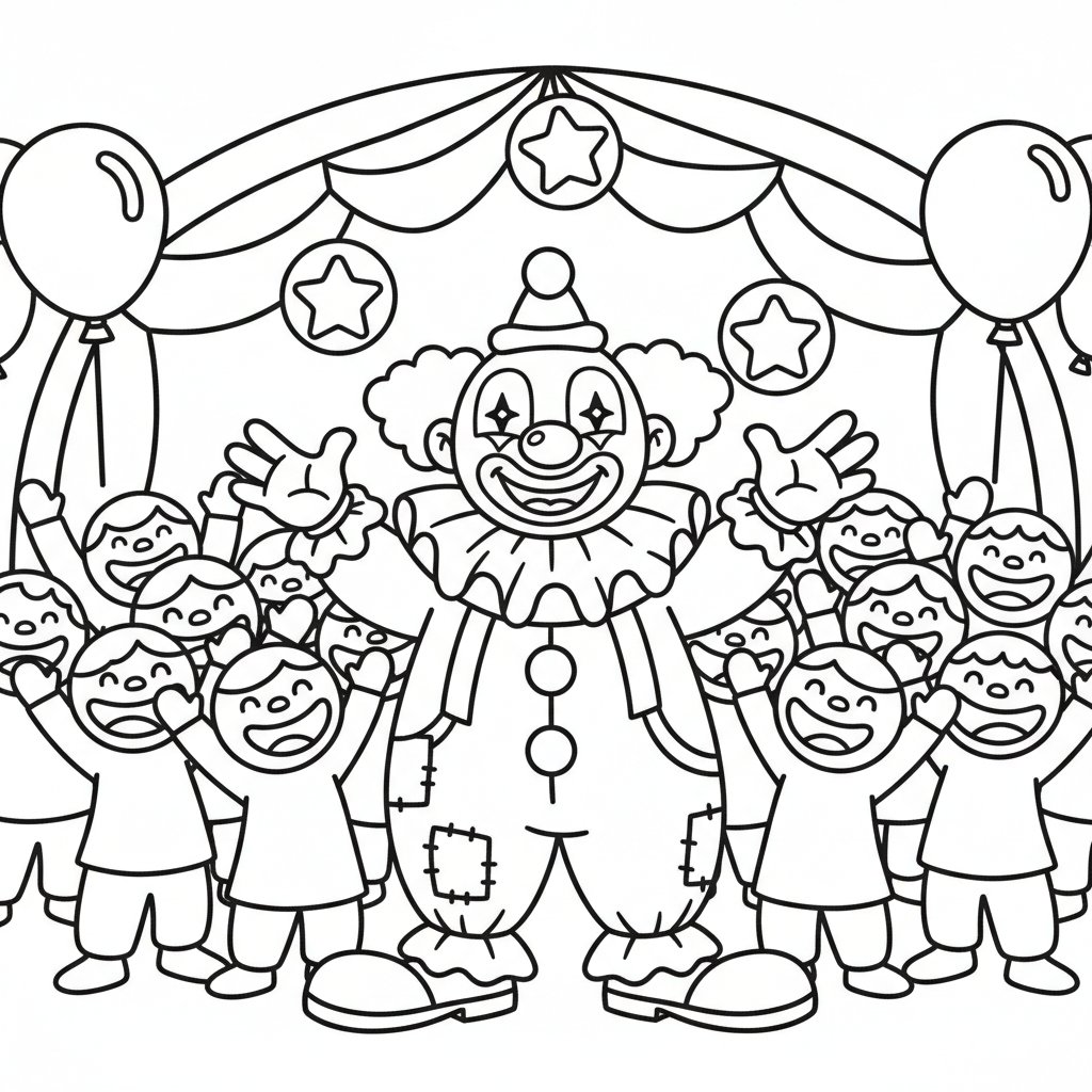 Página para Colorear de Payaso Elegante - Fácil