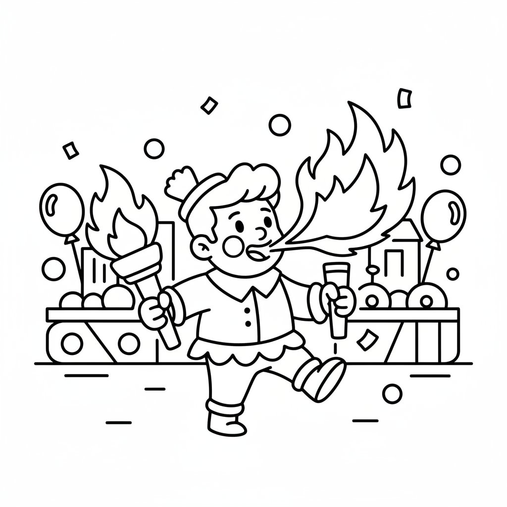 Página para Colorear de Tragafuegos - Fácil