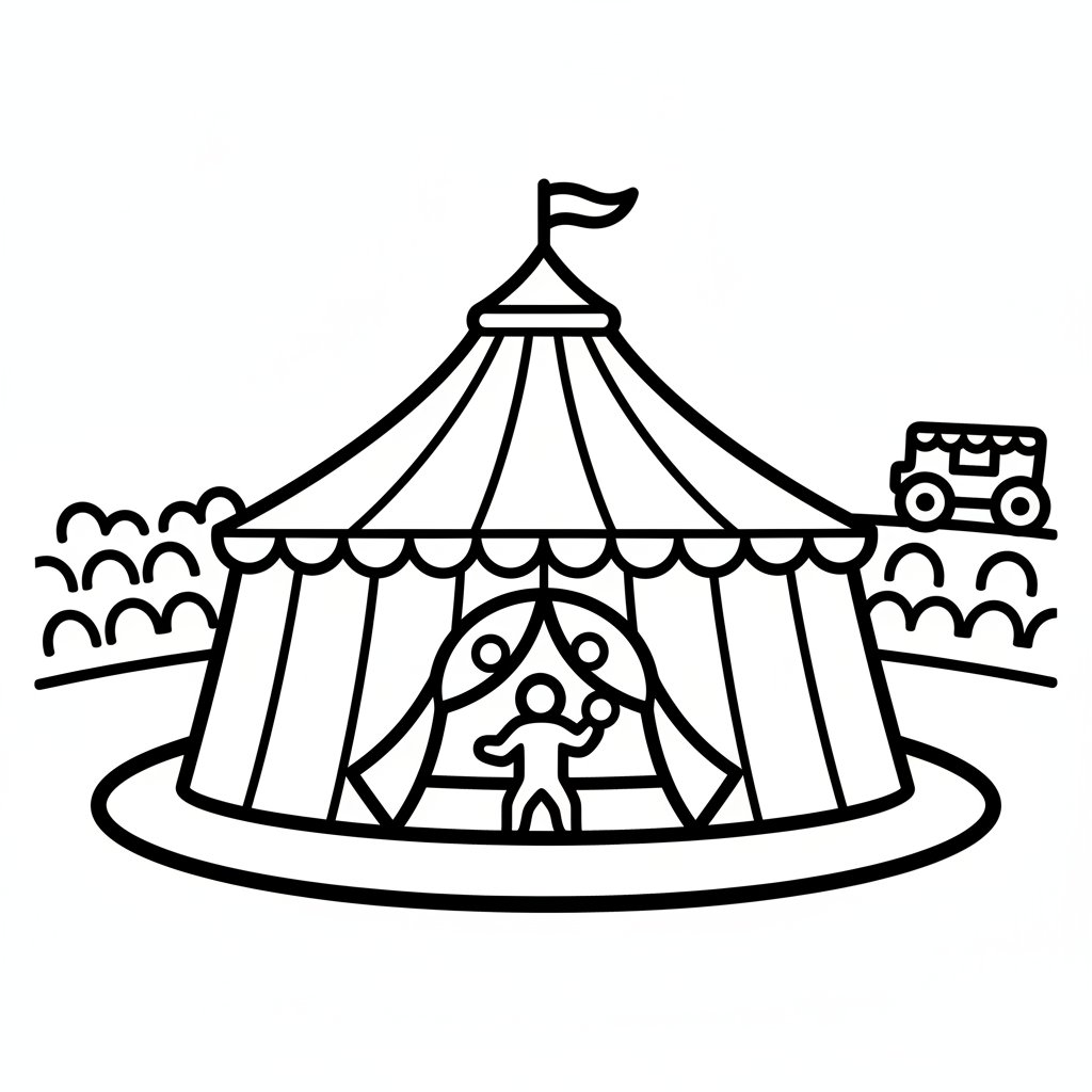 Página para Colorear Carpa de Circo Vibrante - Fácil