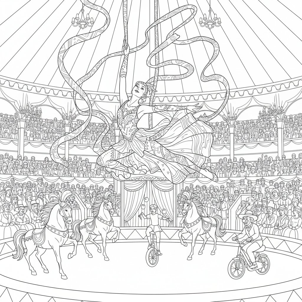 Página para Colorear de Acróbata - Difícil