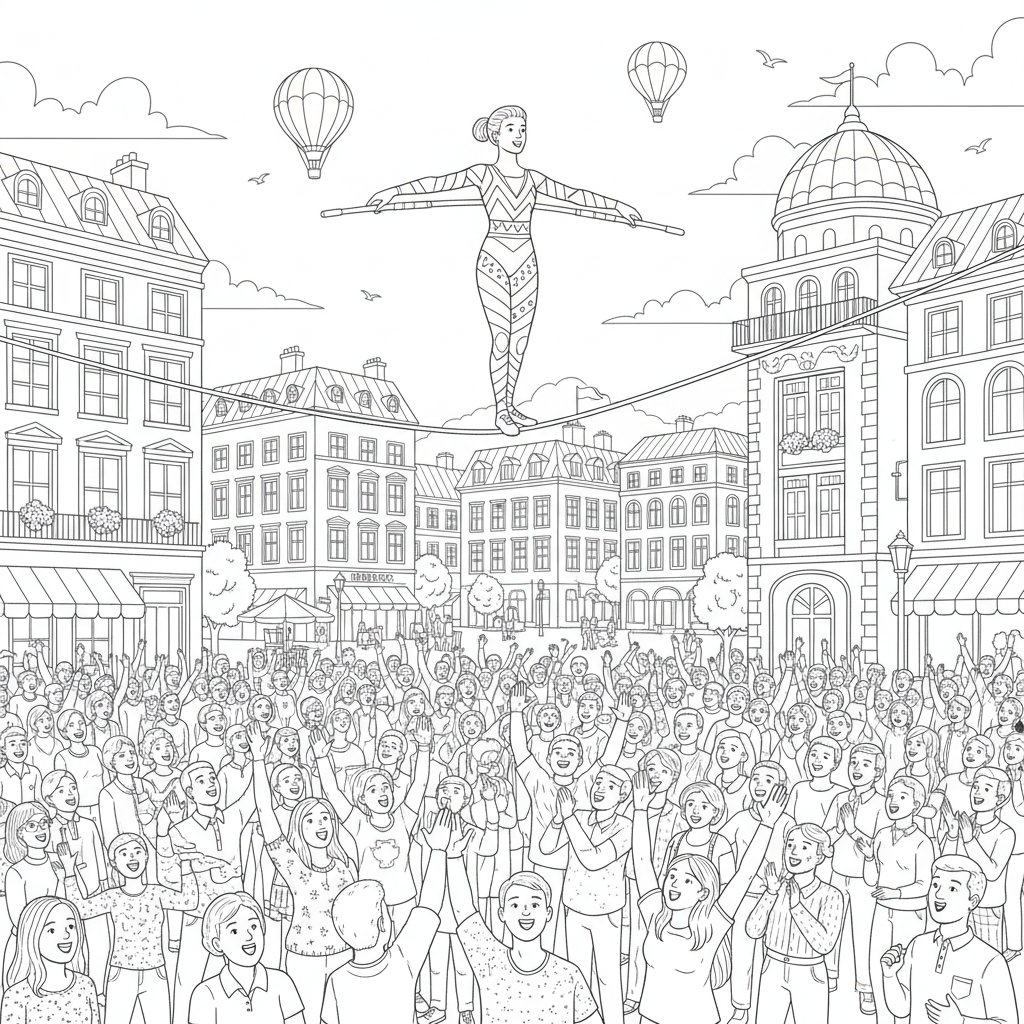 Página para Colorear de Encantador Equilibrista - Difícil