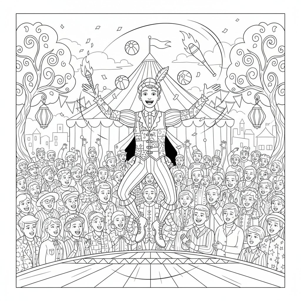 Página para Colorear de Malabarista - Difícil