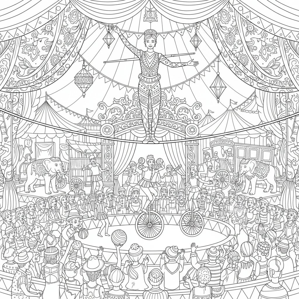 Página para Colorear de Funambulista Majestuoso - Difícil