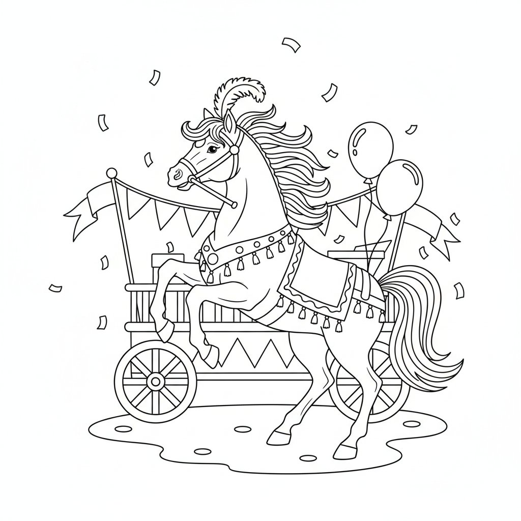 Página para Colorear Caballo de Circo - Medio