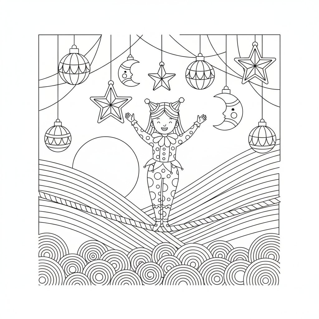 Página para Colorear de Funambulista Alegre - Medio