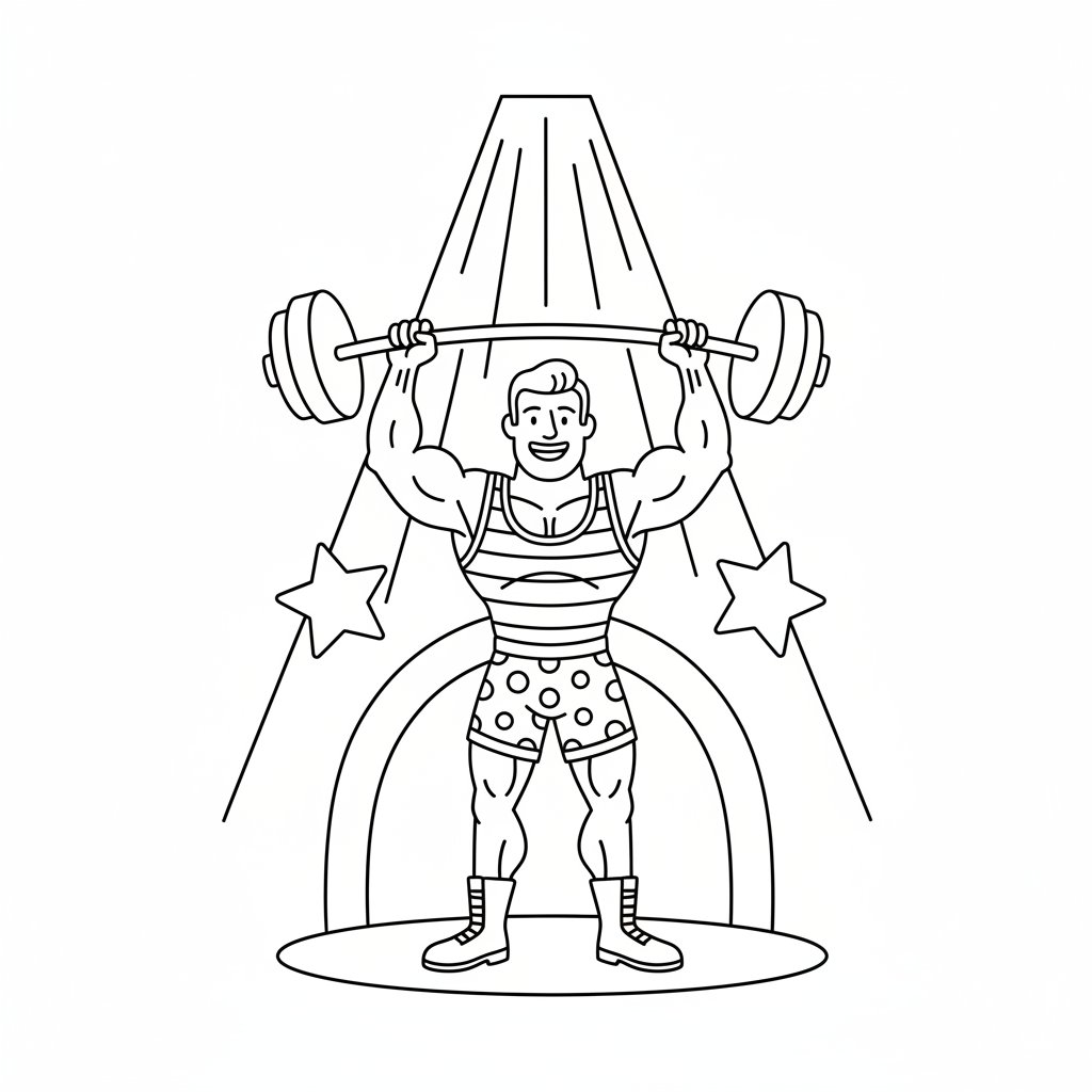 Página para Colorear de Hombre Fuerte - Medio