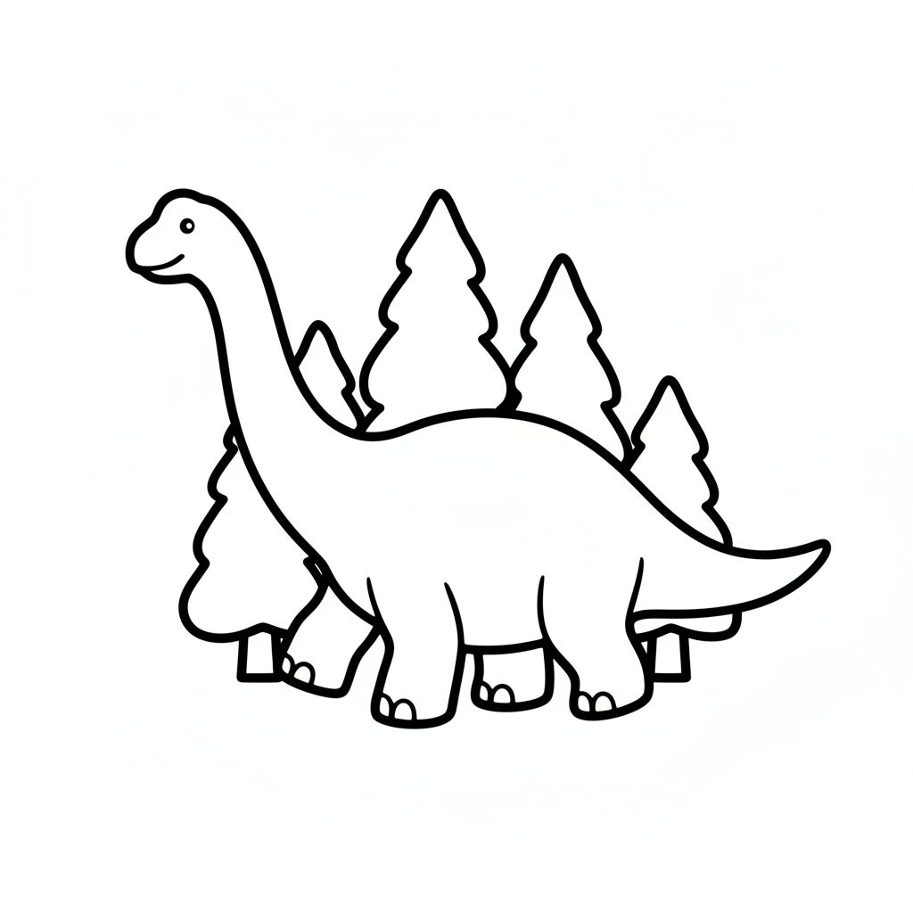 Página para Colorear del Diplodocus - Fácil