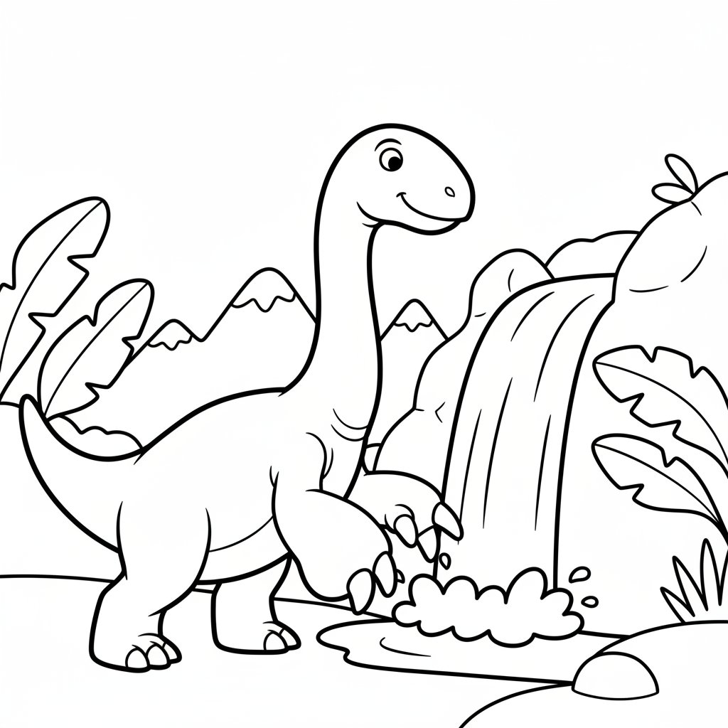 Página para Colorear de Terizinosaurio Majestuoso - Fácil