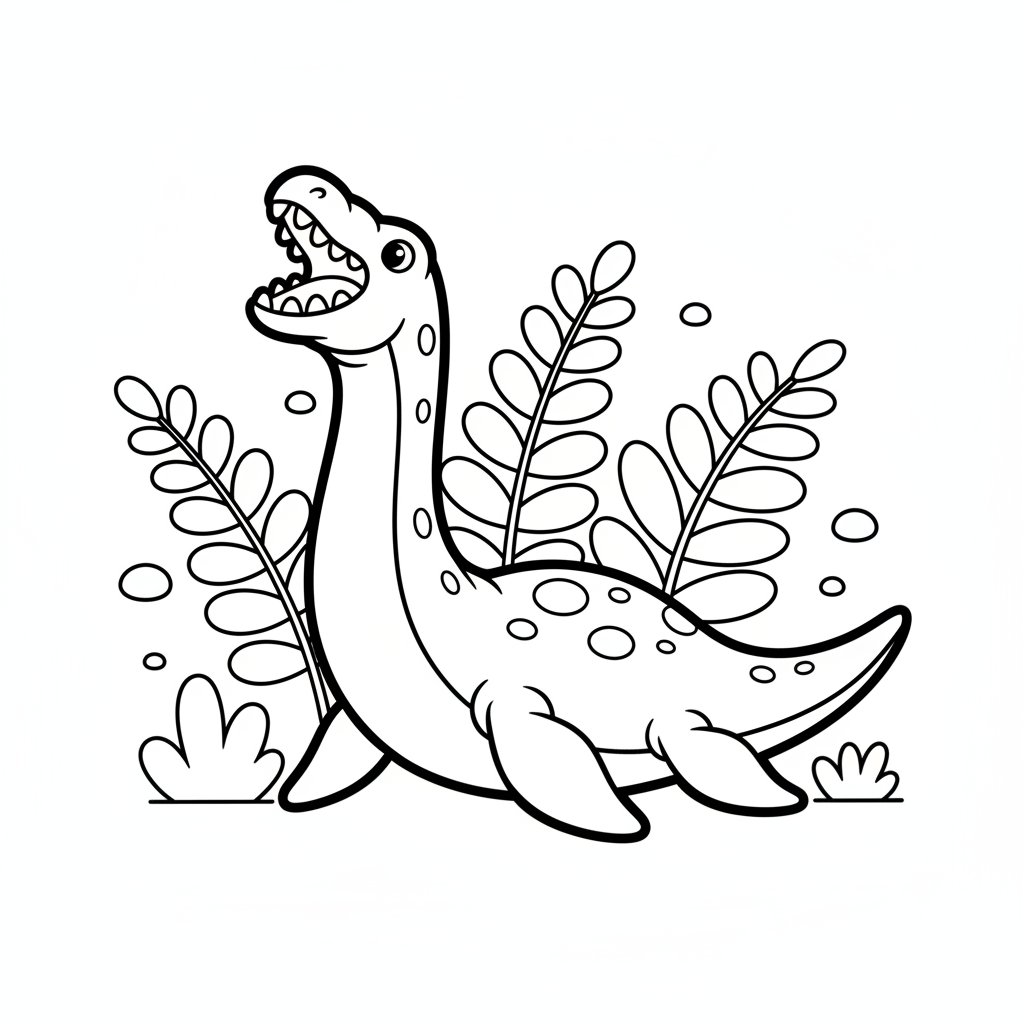 Página para Colorear de Plesiosaurio - Fácil