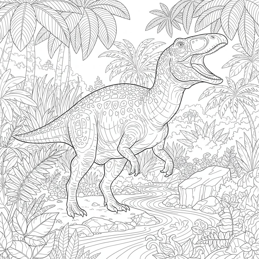 Alegre Edmontosaurus Página para Colorear - Difícil