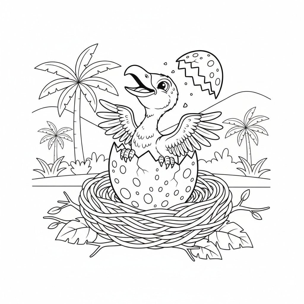 Página para Colorear de Alegre Archaeopteryx - Medio