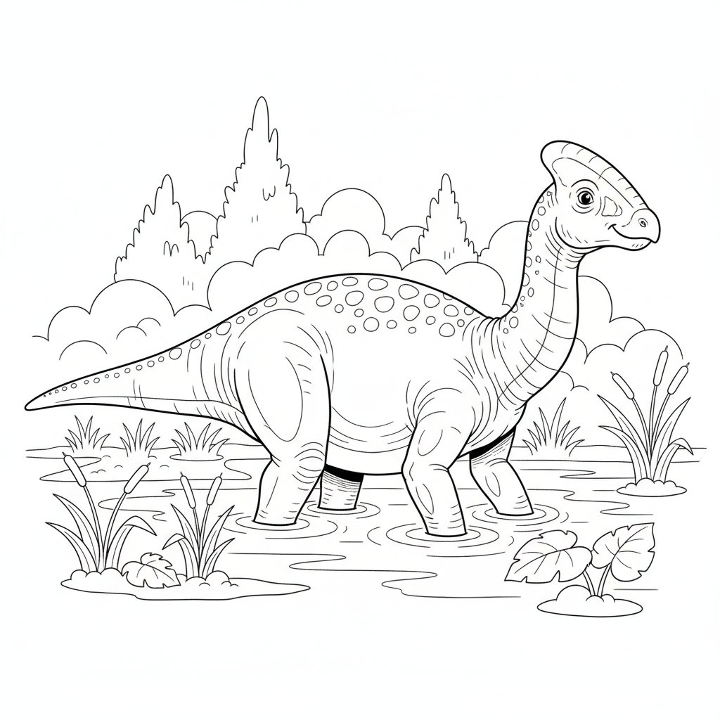 Página para Colorear Creativa de Maiasaura - Medio