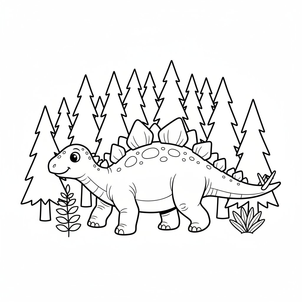 Página para Colorear de Estegosaurio - Medio