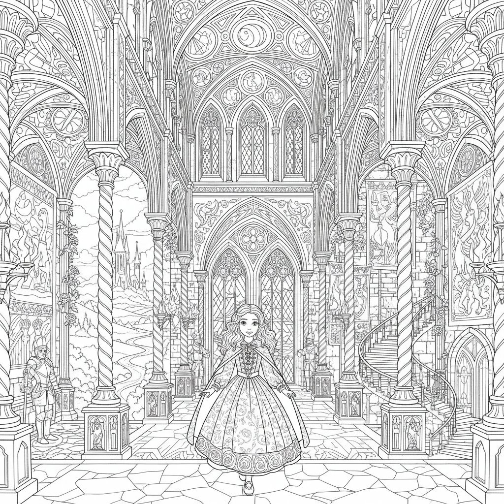 Página para Colorear de Ricitos de Oro Serena - Difícil