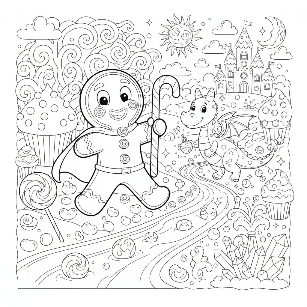 Página para Colorear del Adorable Hombre de Jengibre - Medio