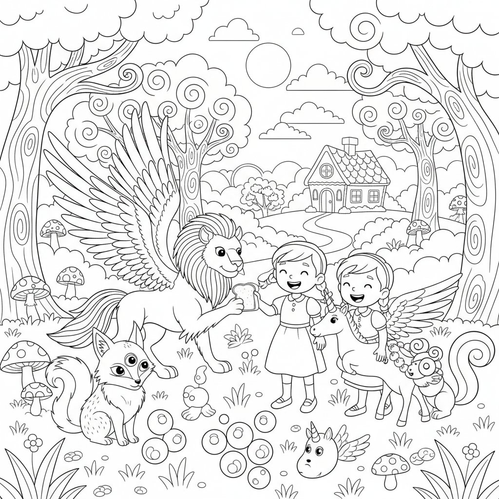 Página para Colorear de Hansel y Gretel - Medio