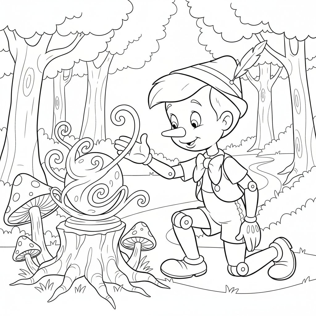 Página para Colorear Pinocho - Medio