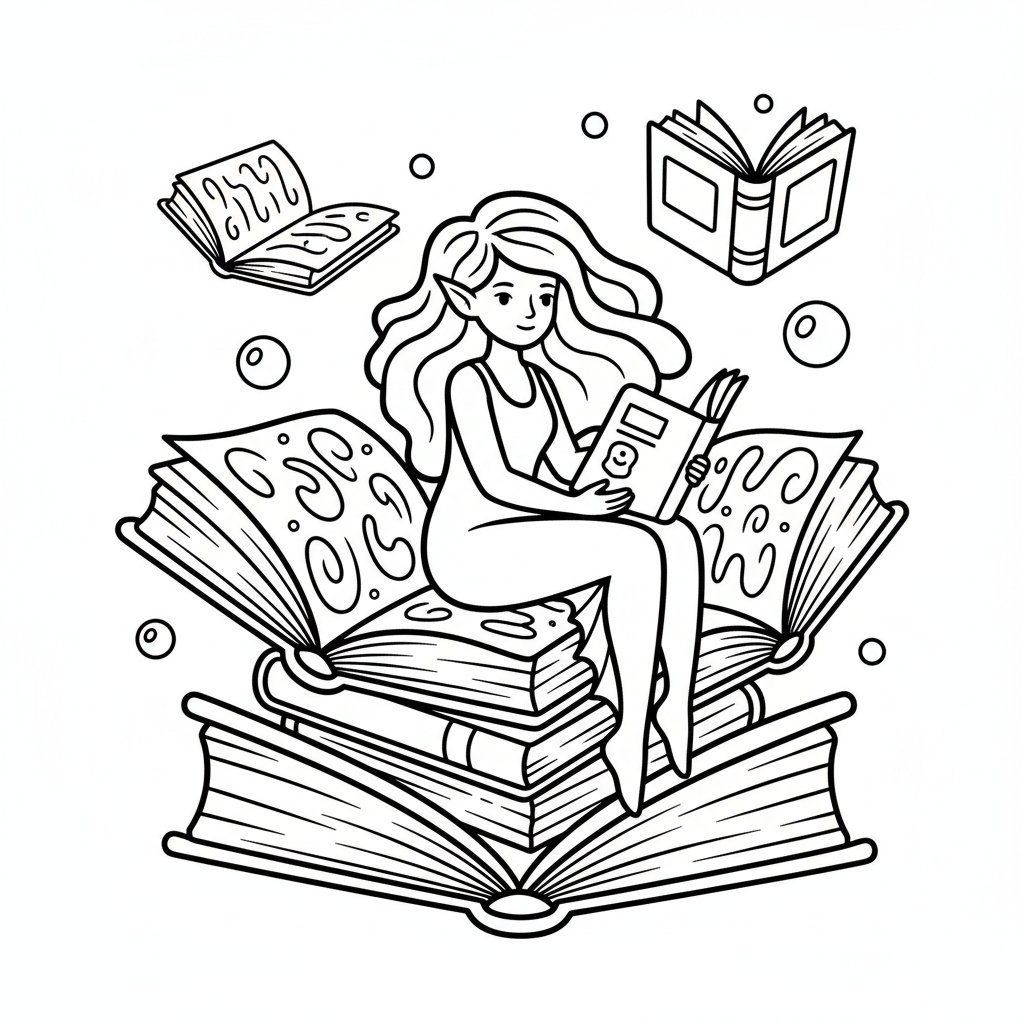 Hermosa Ninfa del Agua para Colorear - Fácil