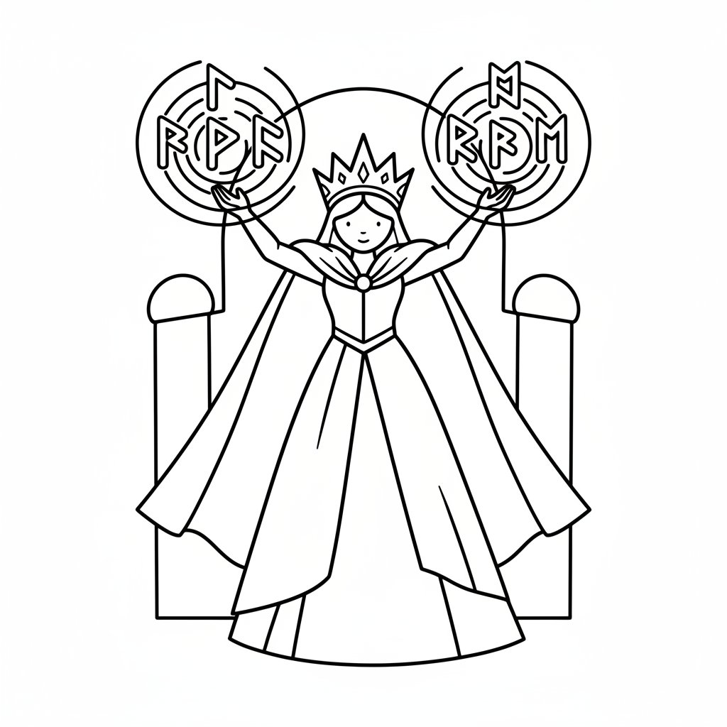 Página para Colorear de Reina del Hielo - Fácil