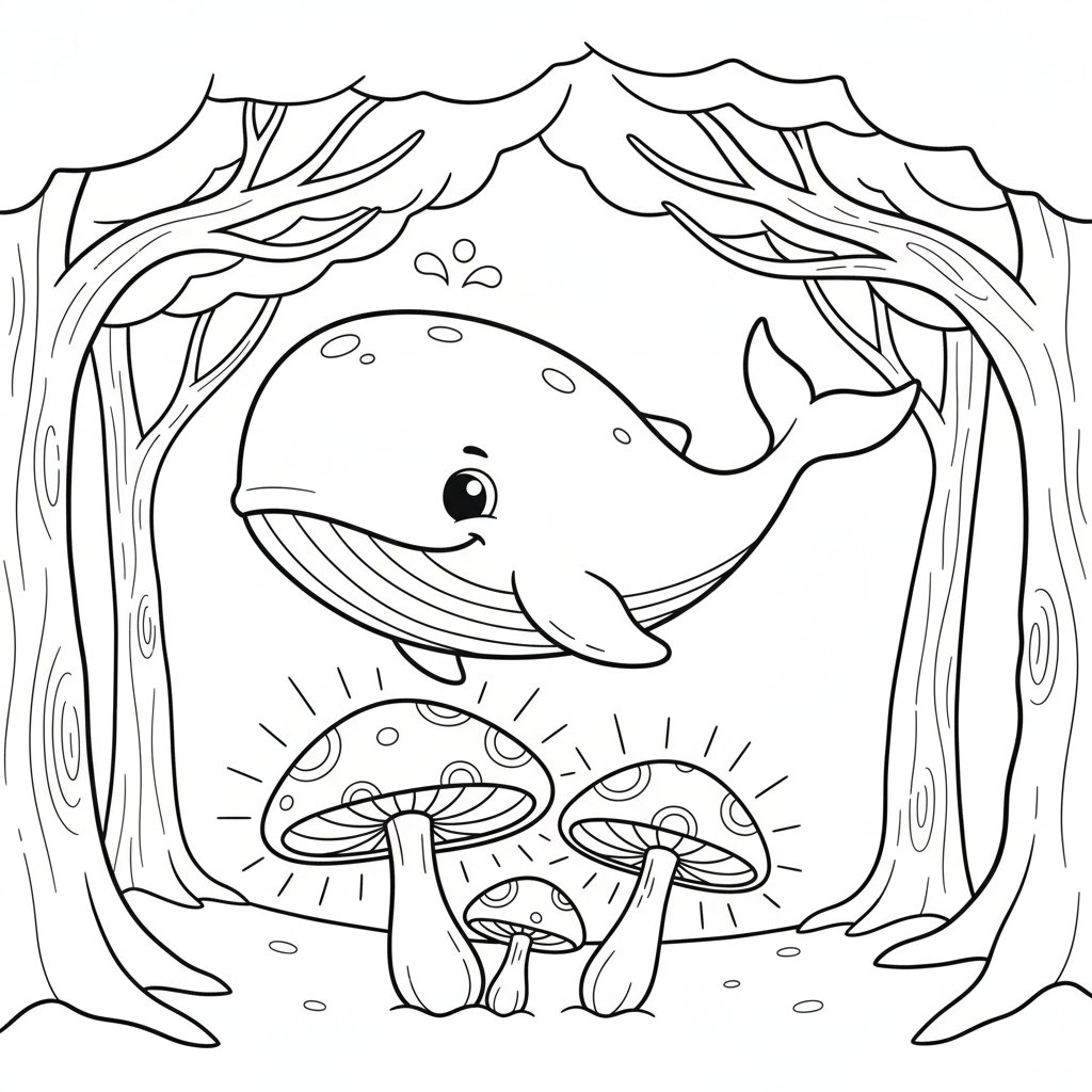 Página para Colorear de Ballena del Cielo - Fácil