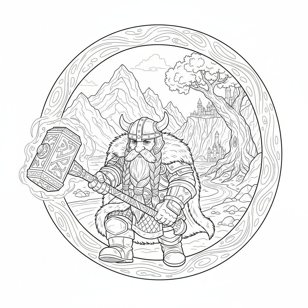 Página para Colorear de Enano - Difícil