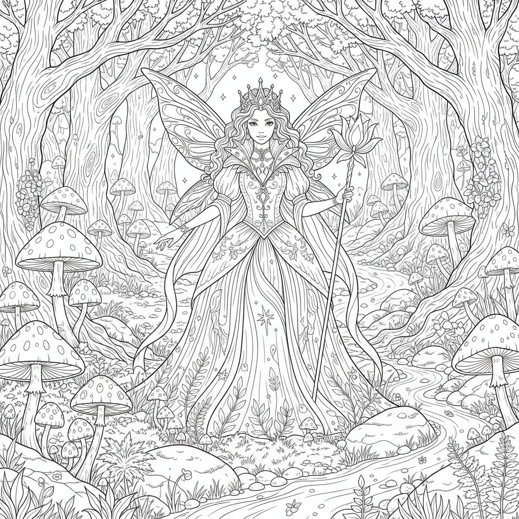 Fairy Princess Coloring Page - Hard