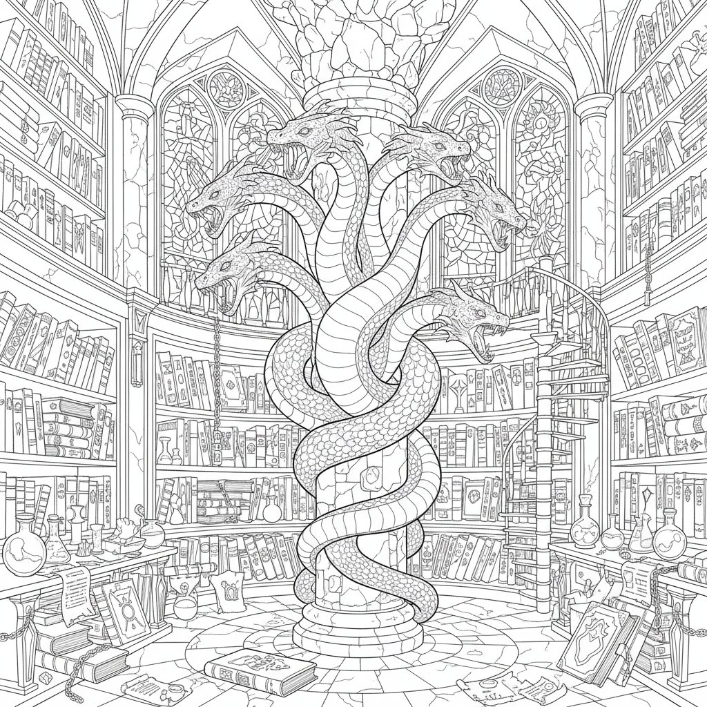 Página para Colorear de Hidra - Difícil