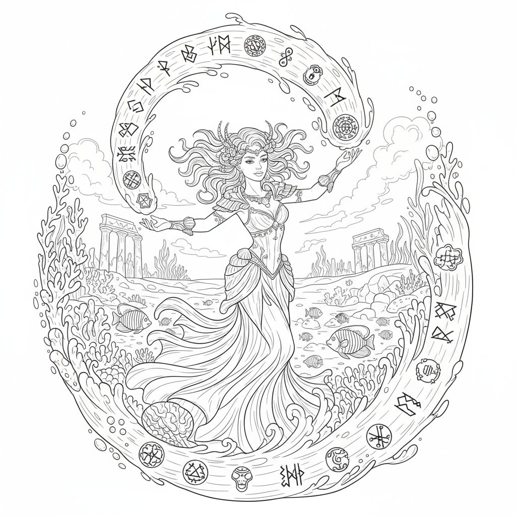 Página para Colorear de Ninfa del Agua - Difícil