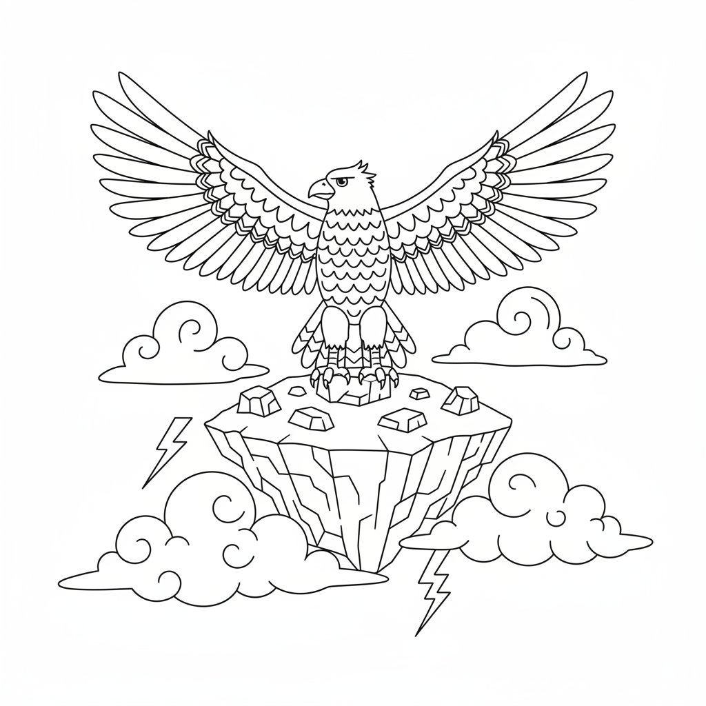 Página para Colorear del Pájaro del Trueno Clásico - Medio