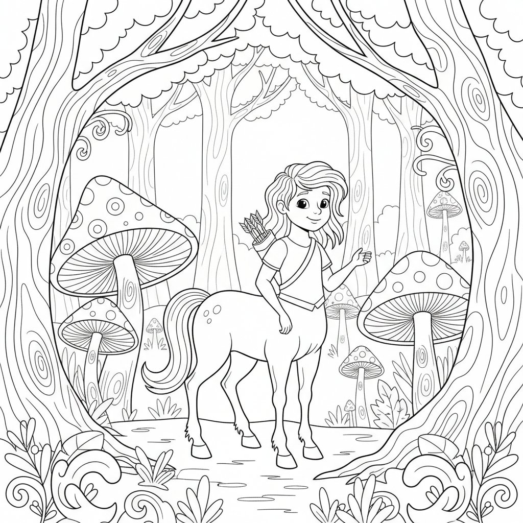 Página para Colorear del Encantador Centauro - Medio