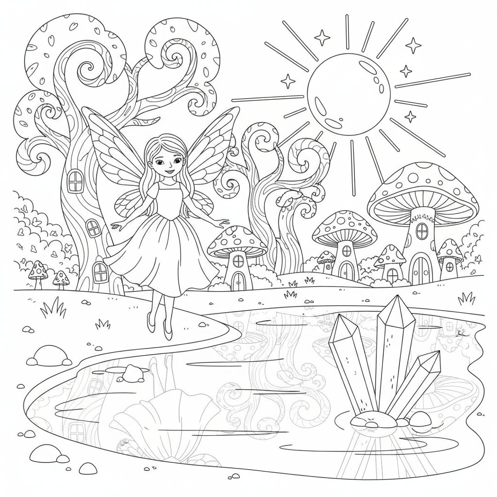 Fairy Coloring Page - Medium