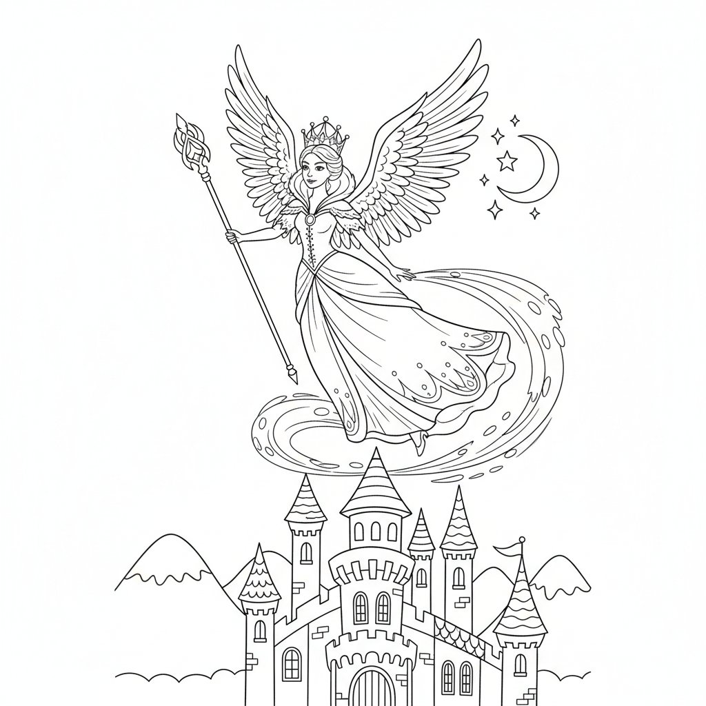 Página para Colorear de Reina del Hielo - Medio