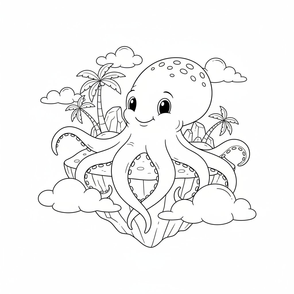 Página para Colorear del Kraken - Medio