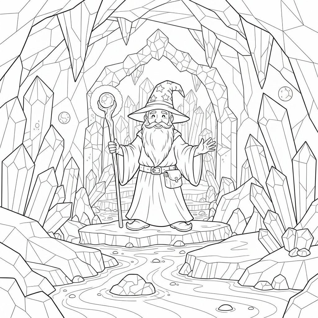 Página para Colorear del Mago Encantador - Medio