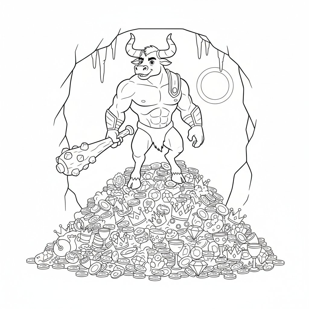 Página para Colorear del Minotauro - Medio