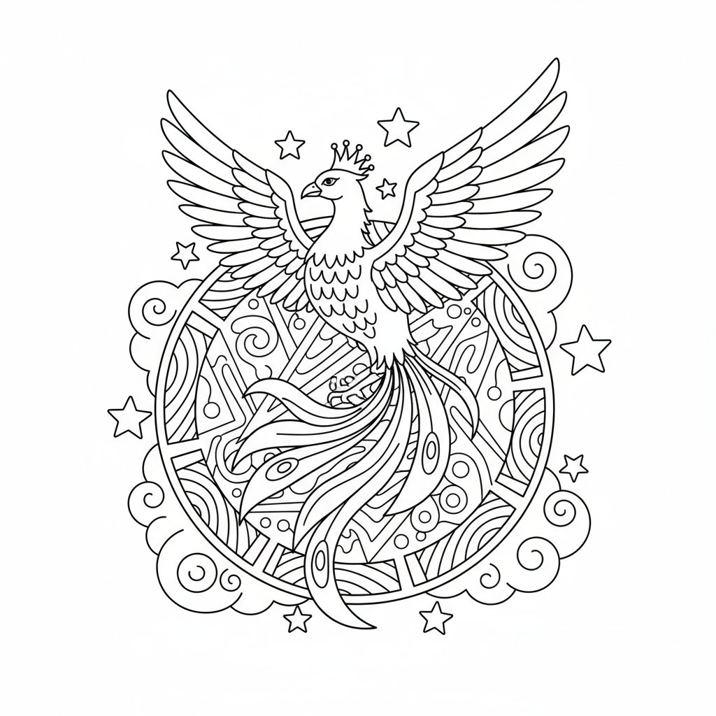 Página para Colorear Fénix - Medio
