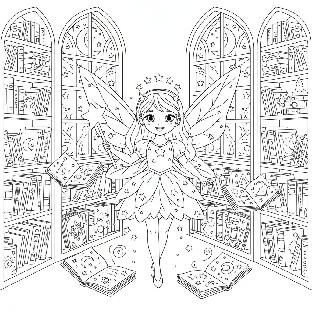 Página para Colorear de Hada Estelar - Medio