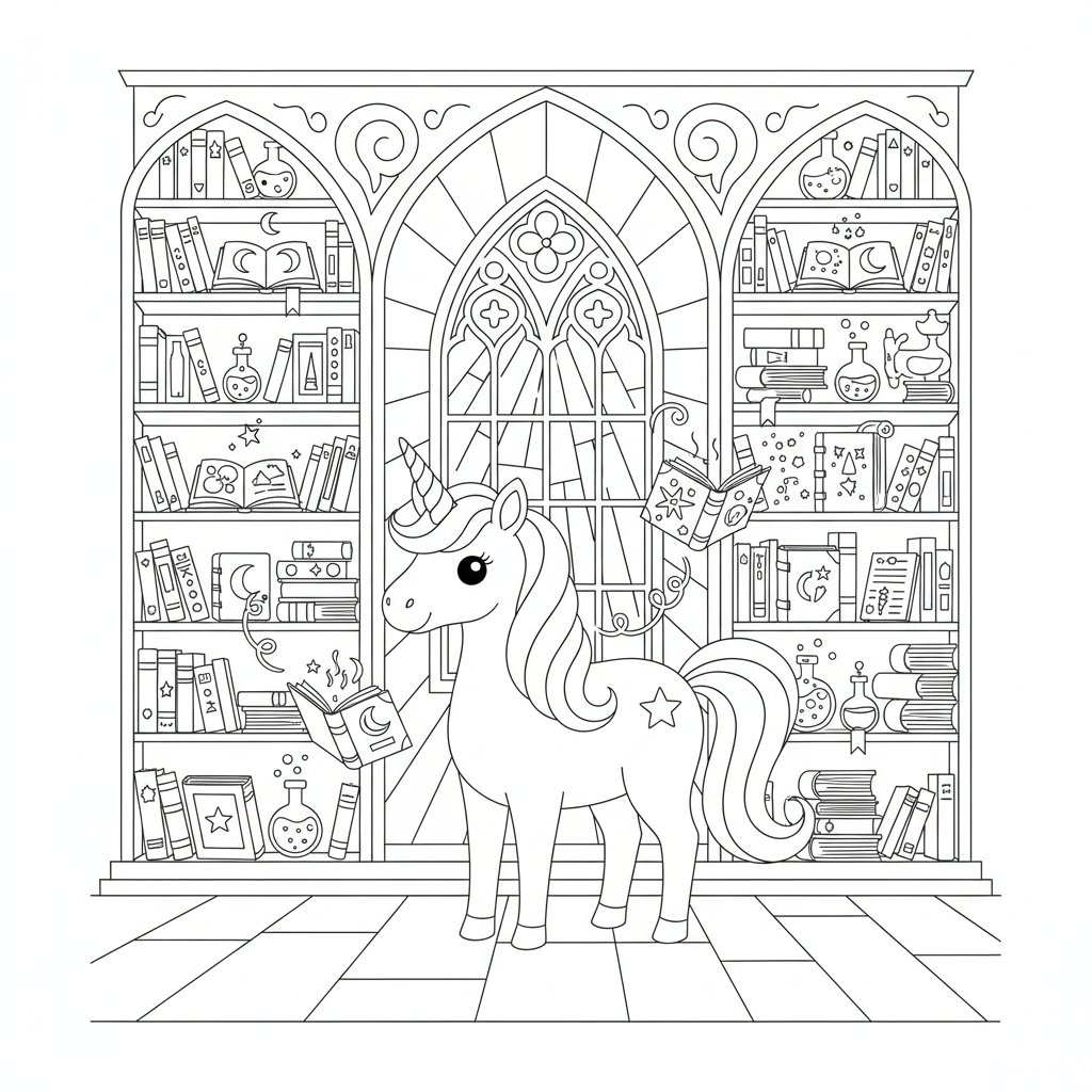 Página para Colorear de Unicornio - Medio