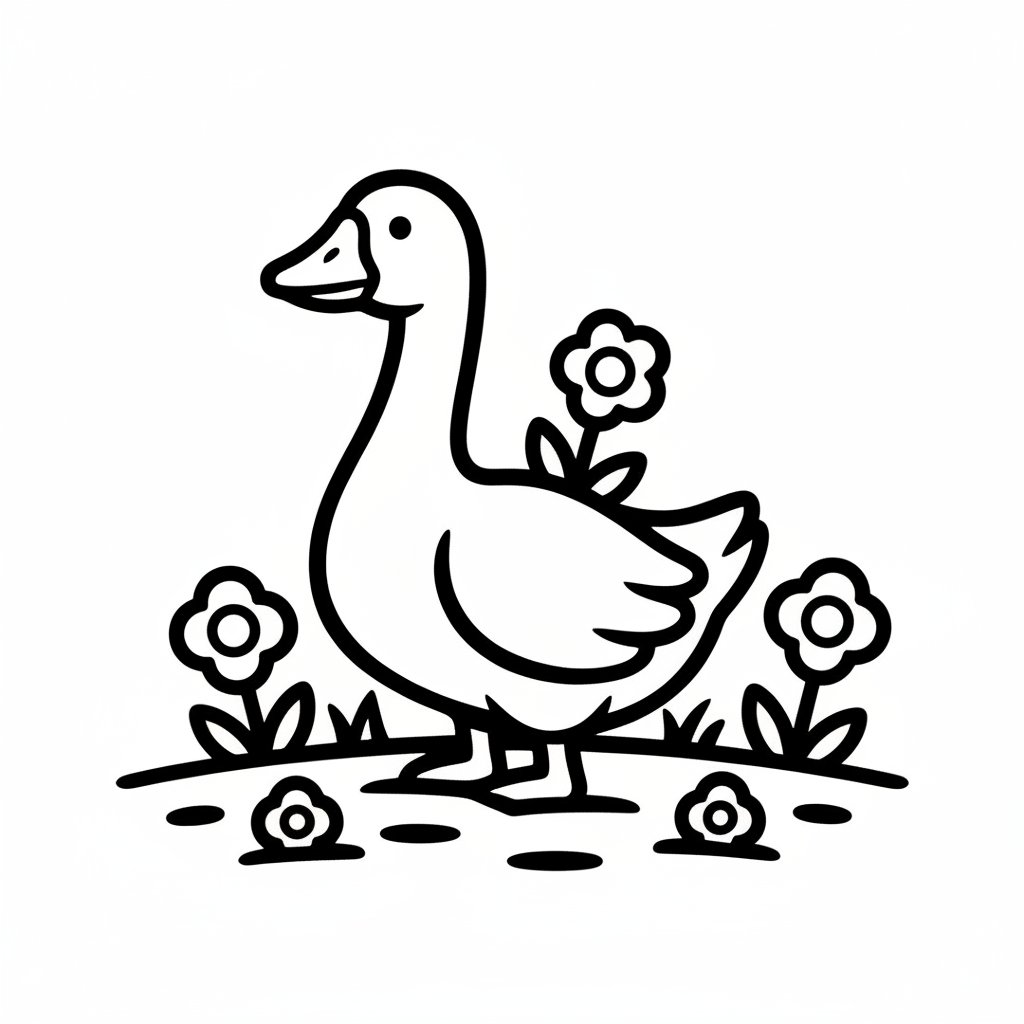 Página para Colorear de Ganso - Fácil