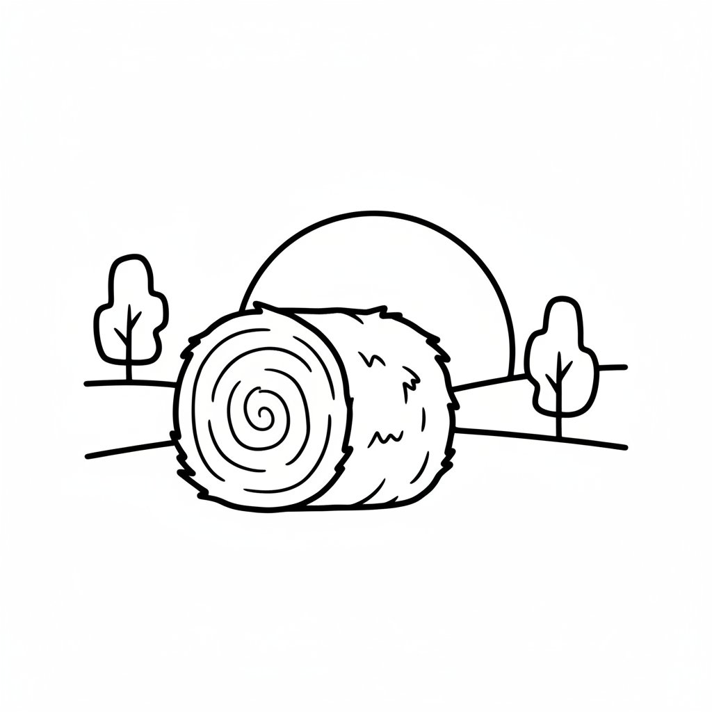 Página para Colorear del Fardo de Heno - Fácil