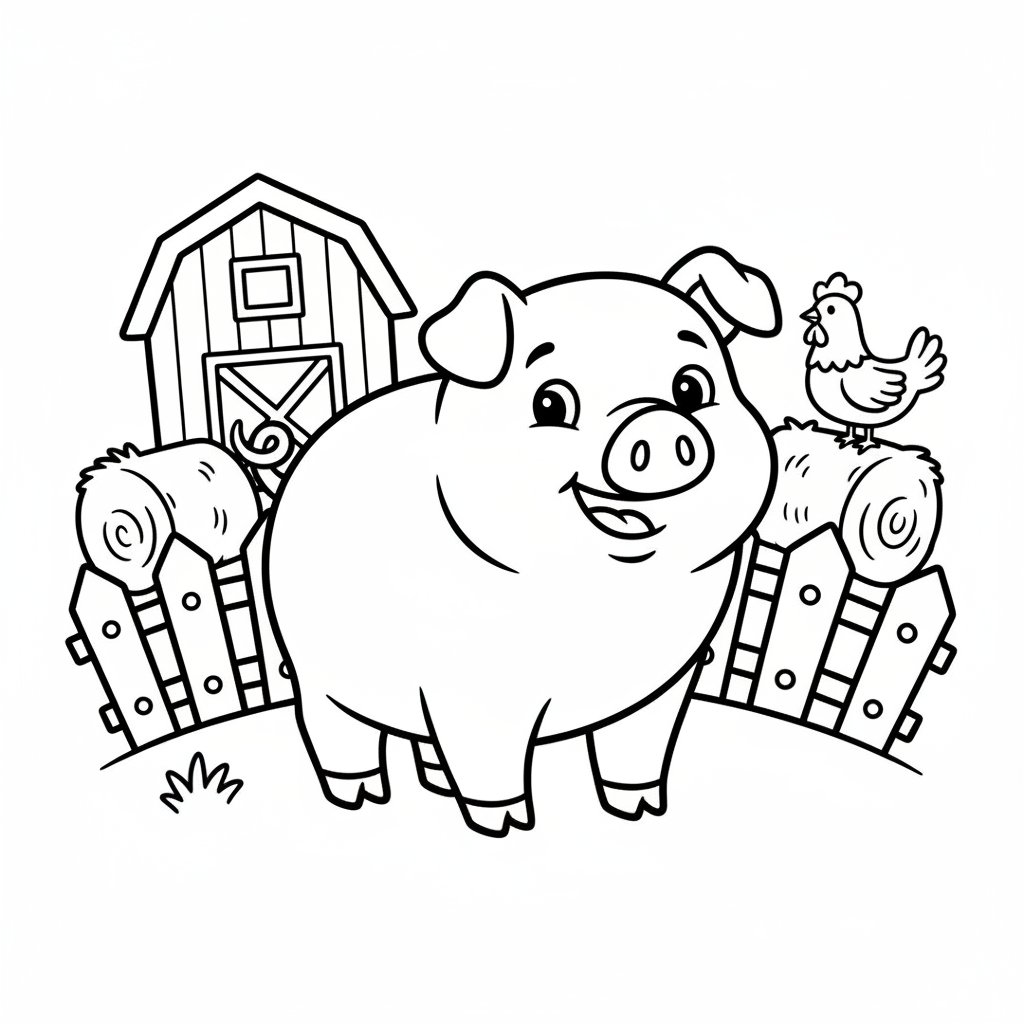 Página para Colorear Cerdo - Fácil