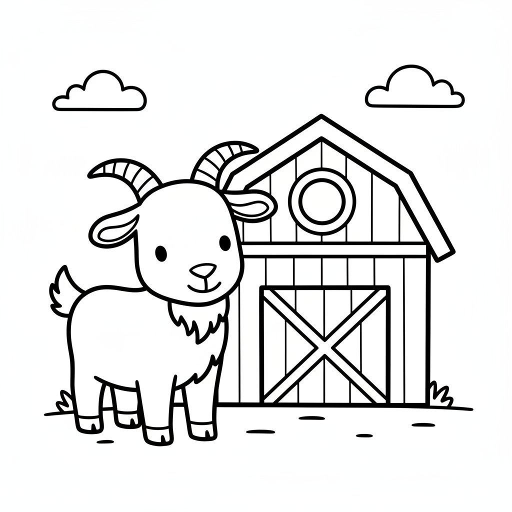 Página para Colorear de Cabra Radiante - Fácil