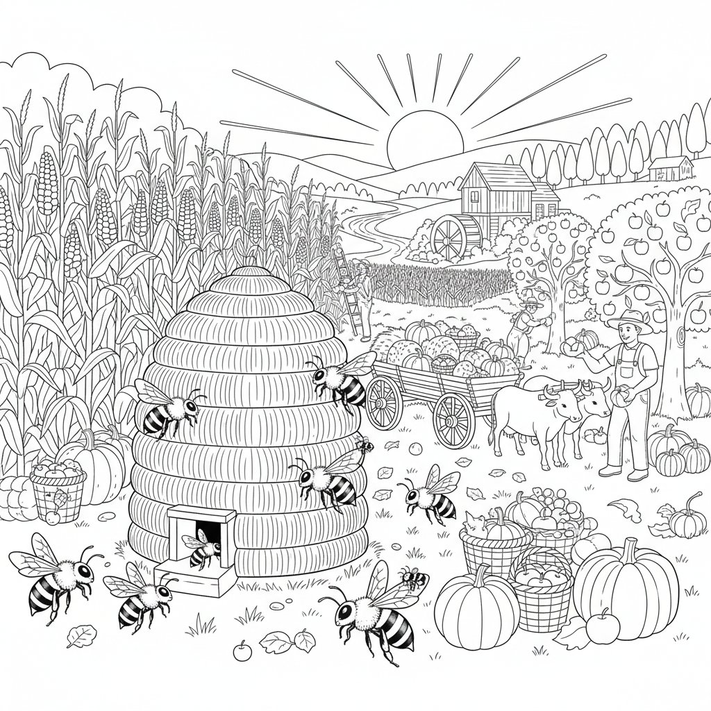 Colmena para Colorear - Difícil