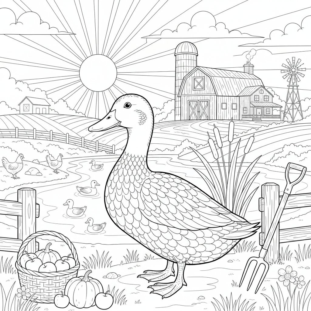 Página para Colorear de Pato Fantástico - Difícil