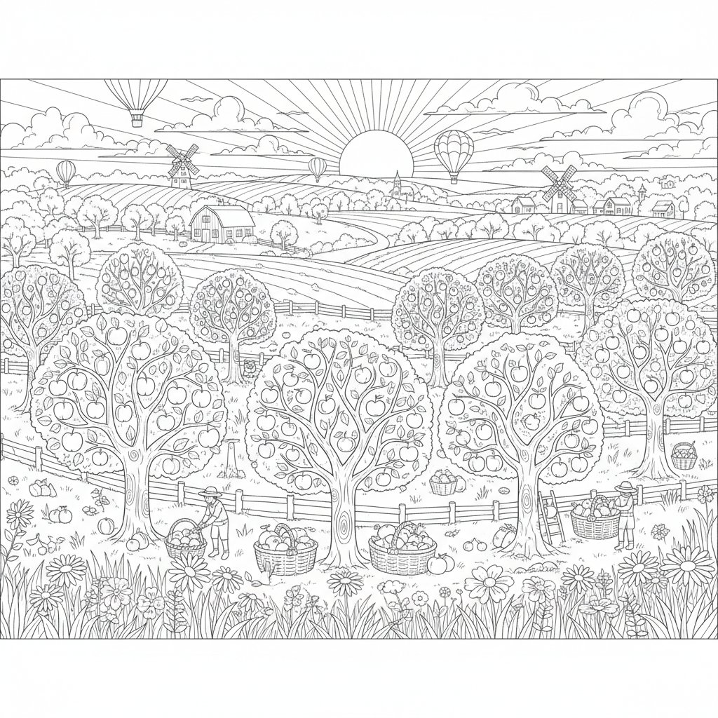 Página para Colorear de Huerto Elegante - Difícil