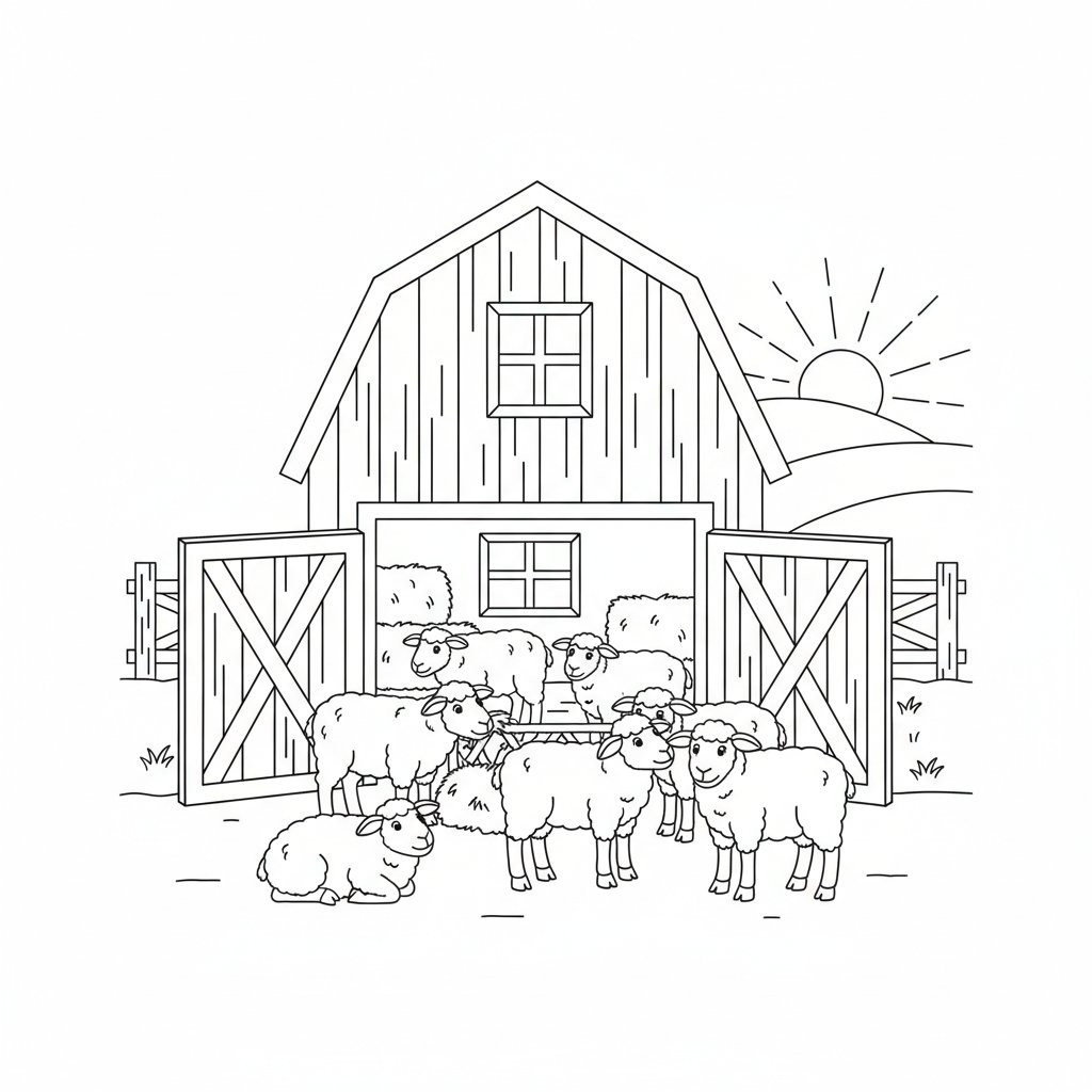 Página para Colorear de Oveja Radiante - Medio