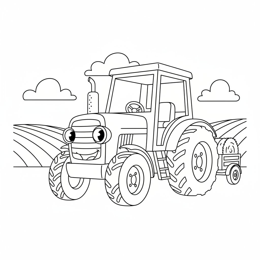 Página para Colorear de Tractor Radiante - Medio