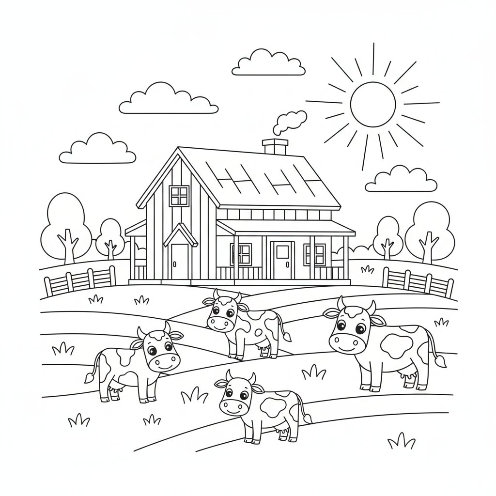Página para Colorear de la Granja Caprichosa - Medio